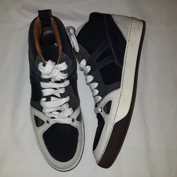 LANVIN Mixed-Fabric High Sneaker - Picture 2 of 7